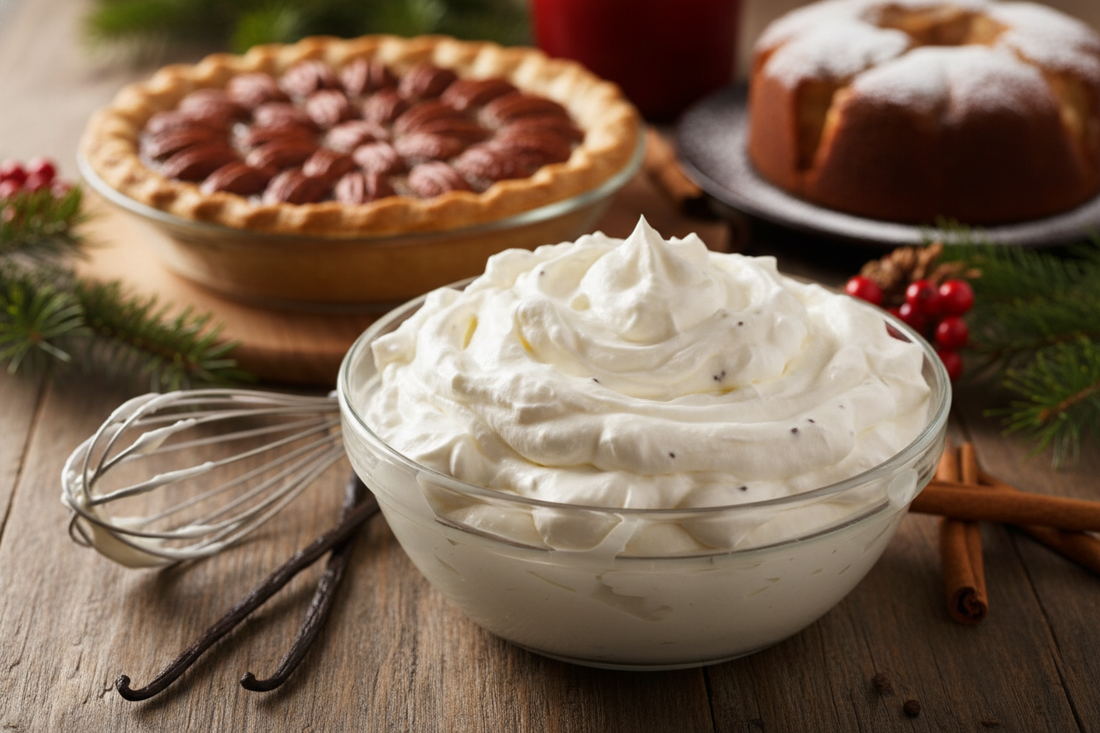 Homemade Vanilla Bean Whipped Cream for Holiday Desserts (Better Than Store-Bought)