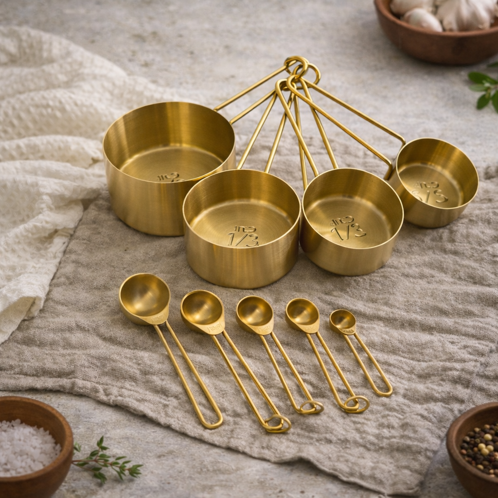 Premium Gold Measuring Cups & Spoons Set